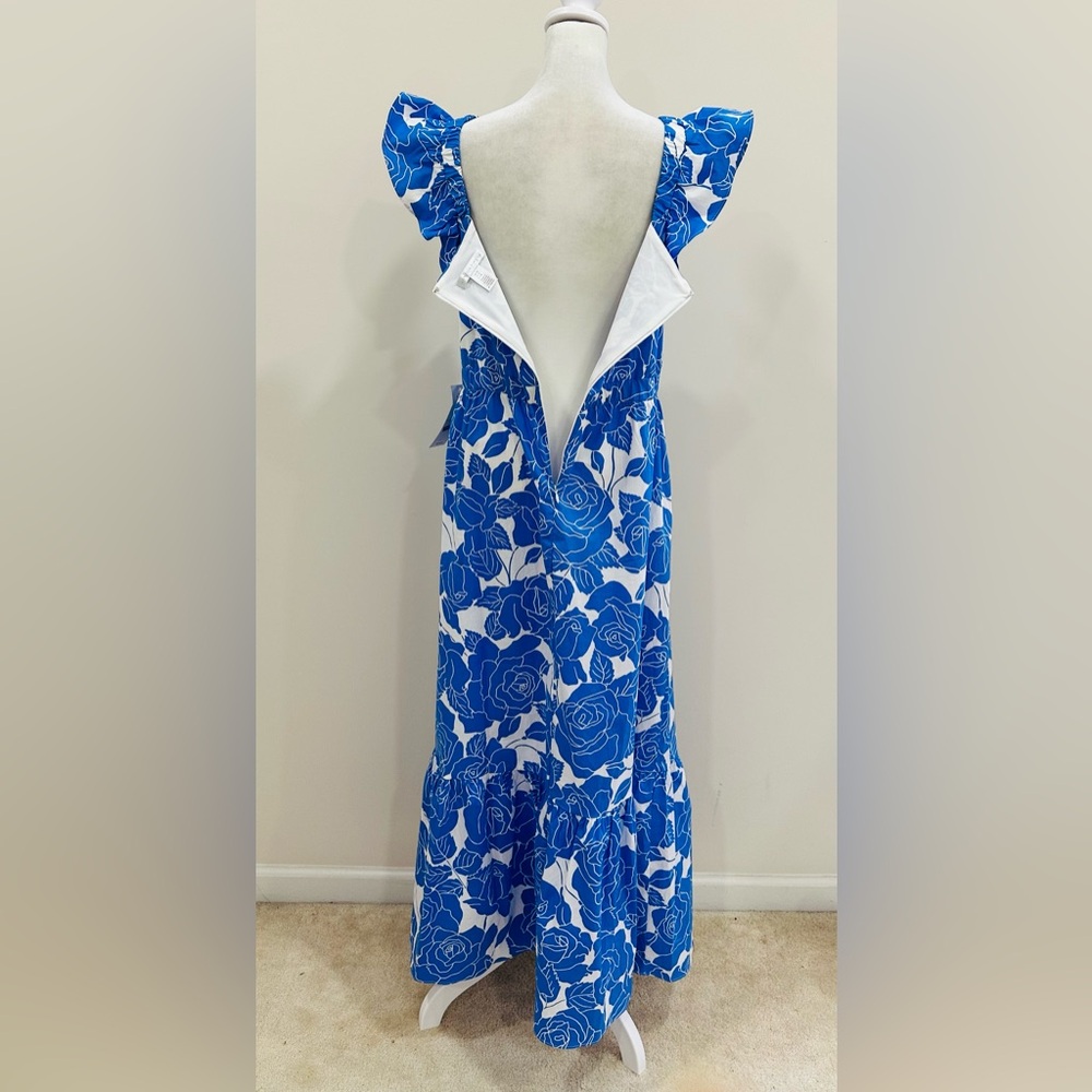London Times Square Neck Maxi Ruffle Dress Summer For Women Size 16 - Picture 6 of 12